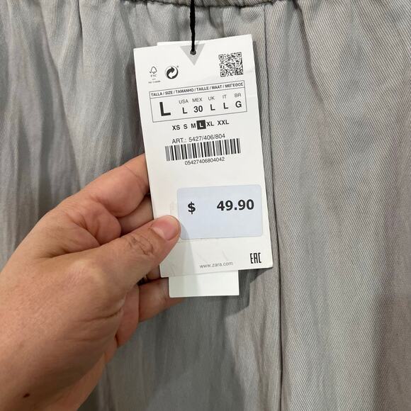 Zara Cargo Wide Leg Pants Size L Gray NWT Streetwear Utility Y2K - Picture 3 of 8